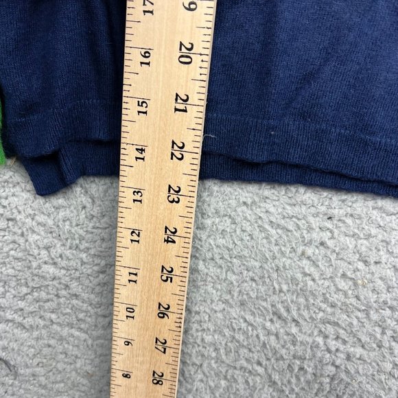 Payton Colorblock Navy Blue Green Viscose Blend Sweater Side Slits Size Medium - Picture 4 of 7